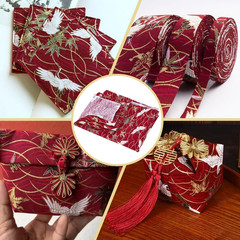 1.1 Yard 59 Inch Dark Red Japanese Crane Printed Cotton Fabrics Japanese Style Q