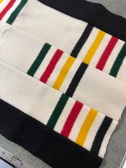 Pendleton Wool Blanket md. weight patchwork fabric piece 35×17.75 in F171