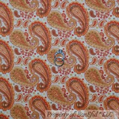 BonEful Fabric FQ Cotton Quilt Cream Brown Orange Fall Flower Paisley Dot Calico