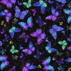 Evening Glow ~ 13 Fat Quarters ~ Black, Purple, Blue Butterfly Fabric