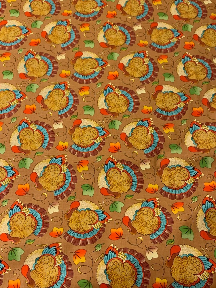Seasonal – Fall Turkeys (Fun) – 100% Cotton Fabric (1/2 Yard Units)