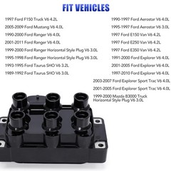 Unifizz Black Ignition Coil Fit for Ford Ranger Explorer Mustang Aerostar Tau…