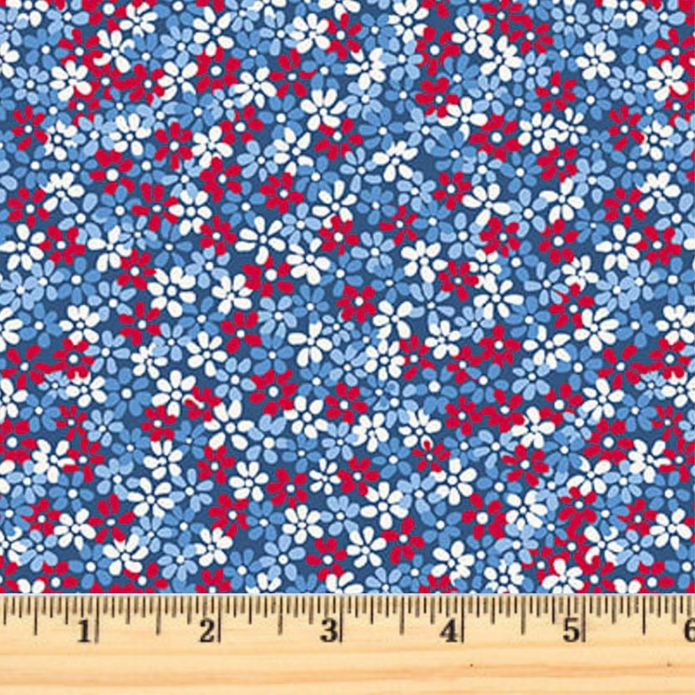 Front Porch Charm Patriotic 4th Ditsy Blue 4695-75 Fabric By half yd cont cuts
