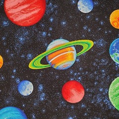 Cranston Planets Stars Sky Space Fabric 55 x 44 Precut