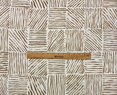 SCHUMACHER KATAMA CARAMEL BROWN BLOCK GEO EXCLUSIVE LINEN FABRIC 2.1 YARDS 54″W