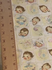 Vintage Unbranded Baby Face Themed Cotton Fabric Nursery 43” BTY Original