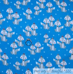 BonEful Fabric FQ Cotton Flannel Quilt White Blue Red Snowflake Winter Polka Dot