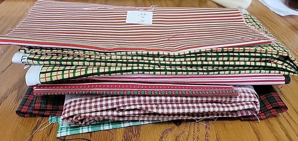 Vintage Lot Christmas Fabric Plaids Stripes Checks. 4+ yards