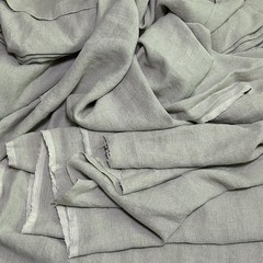 HEAVY LINEN 100% UPHOLSTERY DRAPERY FABRIC NATURAL FLAX OATMEAL BIO-WASHED 55″W
