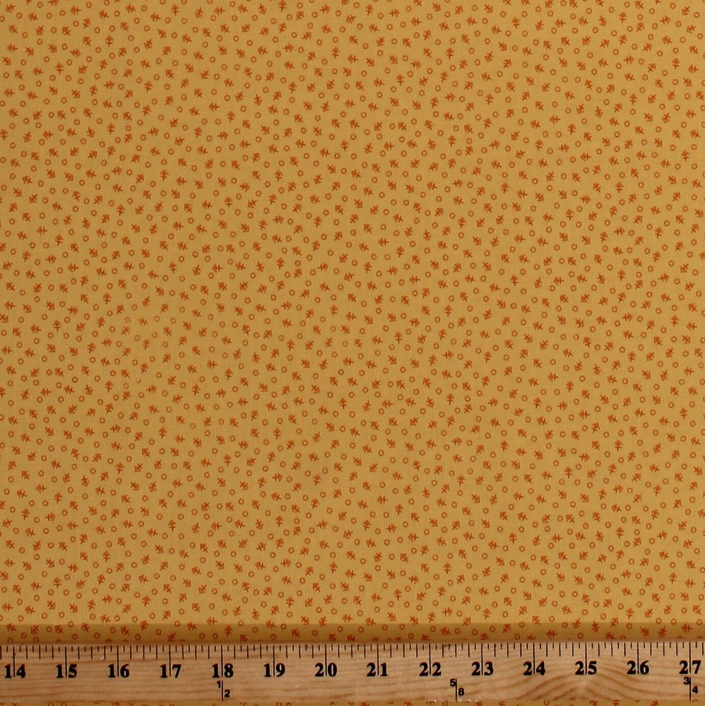Cotton Arrows Circles Yellow Penny’s Dollhouse 2 1930’s Fabric Print BTY D152.05