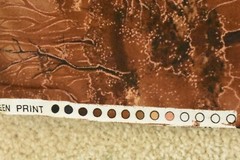 By 1/2 Yd, Brown & Metallic-Copper Trees on Marbled-Brown Cotton, Hoffman, V486