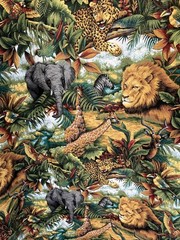 Yards Springs Industries Jungle Safari Print Animals Cotton Fabric 72” L x 45” W