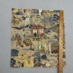 Kravet Chaucer Medieval Fabric Remnant 16×17” King Queen Knight Suit Armor