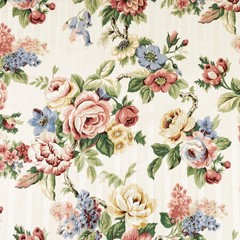 Vintage Mill Creek Floral Pastel MULTI Pink Cotton Drapery Pillow Fabric BTY