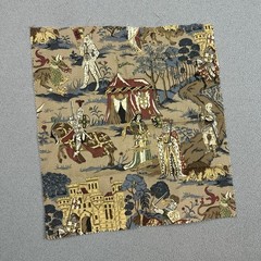 Kravet Chaucer Medieval Fabric Remnant 16×17” King Queen Knight Suit Armor