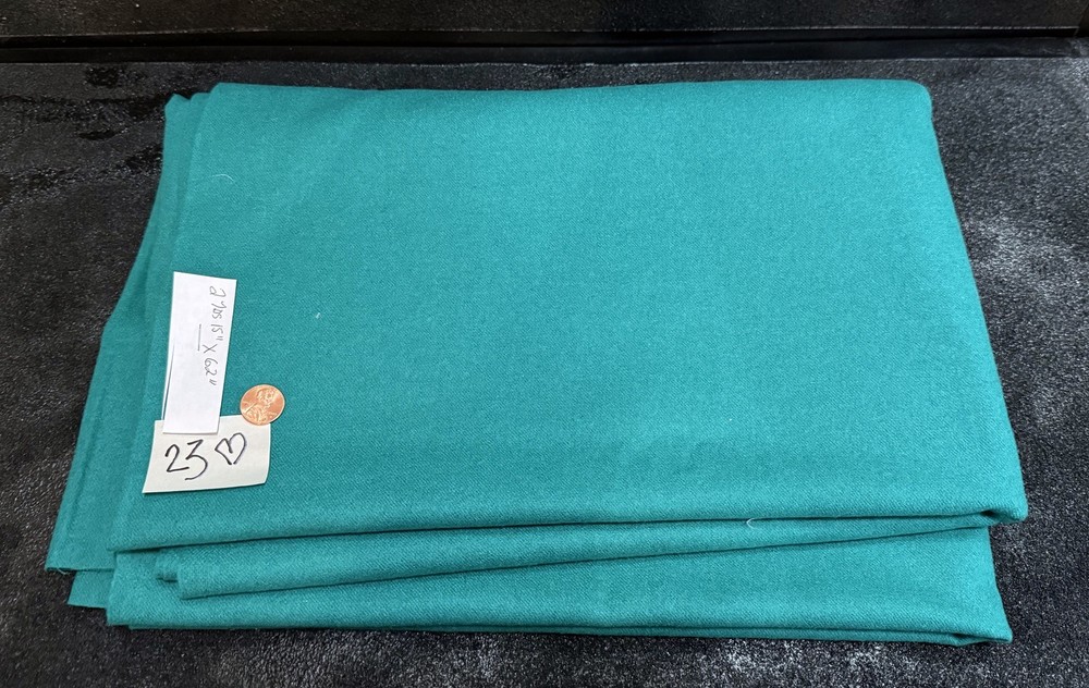 Vintage 100% WOOL Fabric: BOLD PEACOCK GREEN – Solid – NOS – 2 Yards 15” x 62”