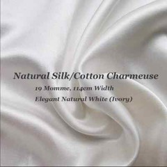 19 momme 45” Wide By Yards Natural White Silk Cotton Charmeuse Fabric Wedding