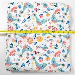 Pioneer Woman Cotton Quilting Fabric BTHY Birds Turquoise Pink Floral Half Yard