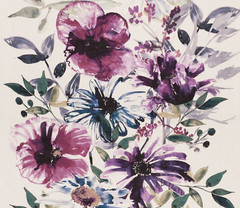 CHIVASSO/JAB CURTAIN FABRIC Flowers of Paradise 11.5 METRES CH2721-080 PURPLES