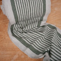 100% linen fabric 340gsm French grey green stripes grain sack vintage linen flax