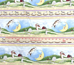 Cat and the Fiddle Nursery Rhyme Stripe Cotton Fabric MMFab BTHY #58