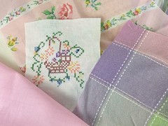 Romantic Pastel Slow Stitch Bundle with Vintage Fabrics, Trim, Buttons & Beads