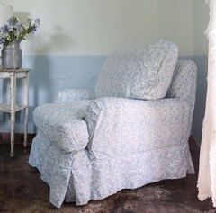 Rachel Ashwell Shabby Chic Couture Paisley Blue White Teal White LINEN By Yard