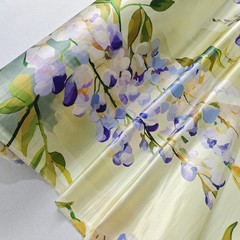 Heavy Natural Silk Flax Charmeuse Material Floral Silk Linen Suit Jacket Fabric