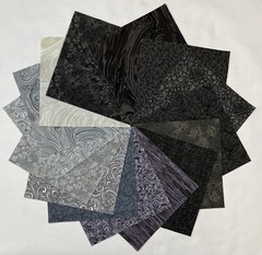 Shades of Black, Gray ~ 42 5″ Squares ~ Color Charm Pack