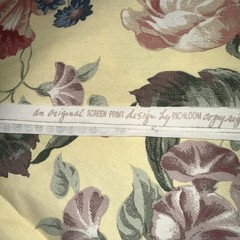 Richloom Floral Screen Print Fabric 108 X 55 Inches 3 Yard Yellow Upholstery VTG
