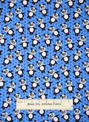 Panda Bear Honeycomb Geometric Blue Cotton Fabric HG&Co #8724 At The Zoo YARD
