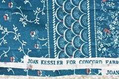By 1/2 Yd, Vintage, Pink & Cream Calico-Blocks on Blue, Concord, Kessler, V135