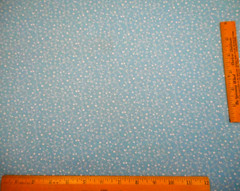 Valentine Fabric By The Yard Tiny White Floral Hearts on Blue Cotton Vtg