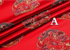 Silky Satin Fabric Chinese Floral Dragon Jacquard Brocade Upholstery Tang Suit
