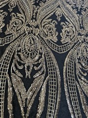 Gold Stretch Sequin/Gold Sequin on Black 4 way stretch mesh/Gold Sequin 1 Piece