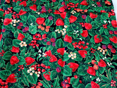 VTG VIP Cranston Print Works Joan Messmore Christmas Holly & Strawberries Fabric