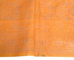 Sushila Vintage Banarasi Woven Scrap Saree Pure Satin silk Orange Sari Fabric