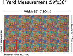 Boho Fabric by the Yard, Paisley Floral Upholstery Fabric, Colorful Retro Decora