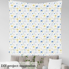 Erosebridal Watercolor Floral Fabric By The Yard Blue 10 Yards, Yellow