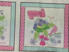 Pretty Things Flowers Pillows cotton Fabric Panel 24 x 44 sewing craft