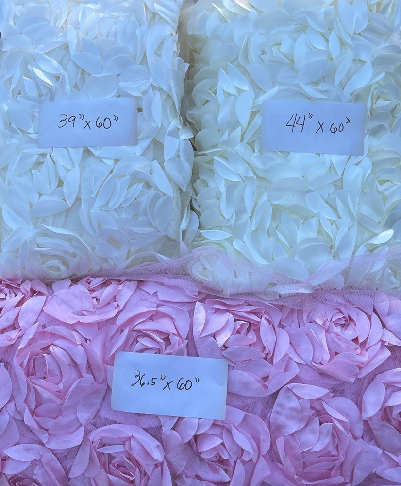 Sale! 3 Big Pcs Satin Rosette Mesh Pink & Ivory Colors For Sewing Project Art
