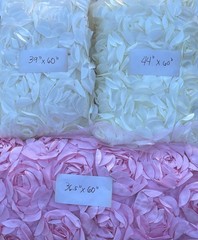 Sale! 3 Big Pcs Satin Rosette Mesh Pink & Ivory Colors For Sewing Project Art