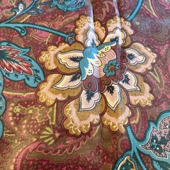 Vtg Jacobean Floral Vine Paisley Chintz Glazed Cotton SCOTCHGARD Fabric 142×55