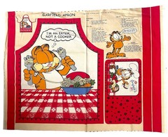 Vintage Garfield Apronand Cat/ Pet Bowl Placemat Cut and Sew Fabric Uncut
