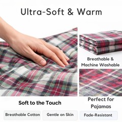Fabricla Red Black Check Flannel Fabric By The Yard 100 Cotton Soft Brushed