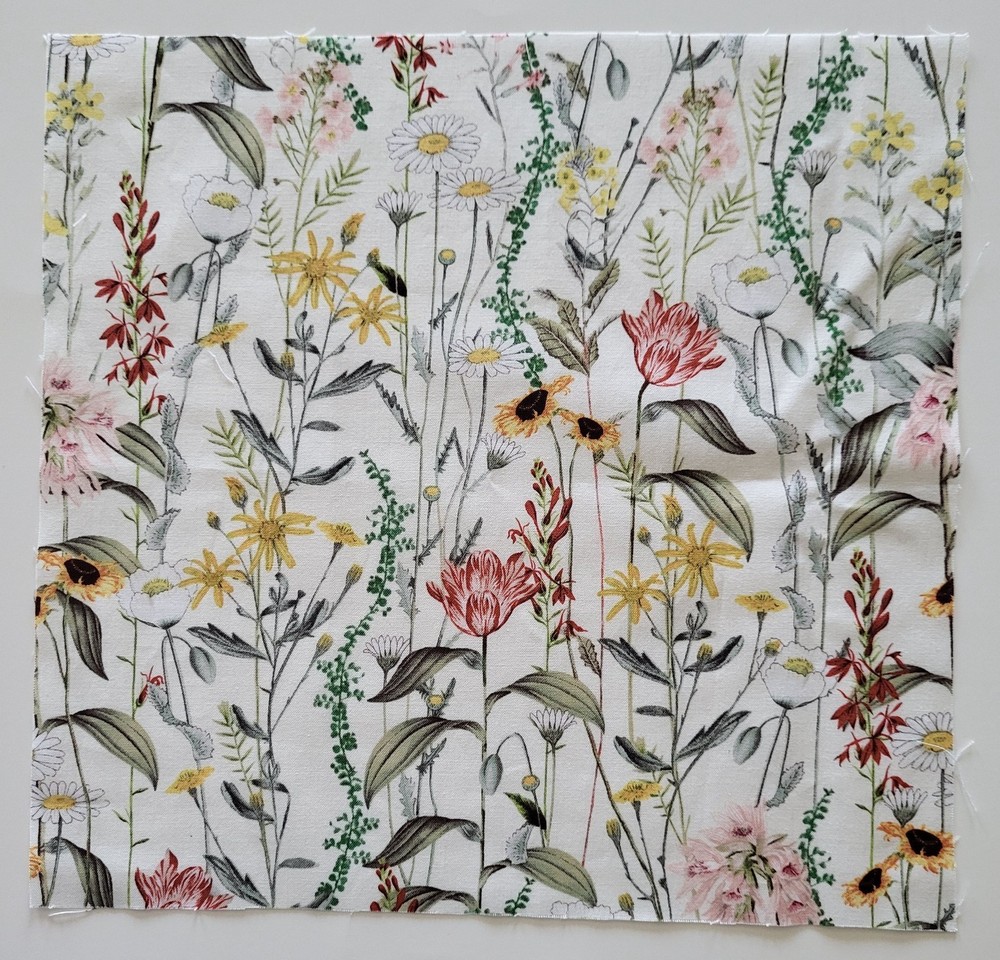 Fabric Cotton Pic C-Wildflowers Pink Yellow Red 11 1/4″ L x 11 3/4″ W Quilt Sew