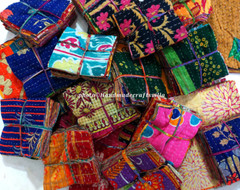 Boho Vintage Charm Pack: 50 pc Kantha Scrap Fat Quarter Bundle – Pre-Cut 6.5×6.5