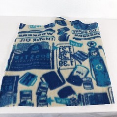 Motor Oil Gas Can Texaco Star Single Piece Fleece Fabric 64″ x 18″ Vintage Blue