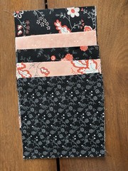 30-6.5” Hand Cut Scraps Of Black, Pink And Coral Flowers