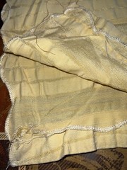 2.8ydX63″W yellow silky rayon-y synthetic wide shadow stripe seersucker fabric